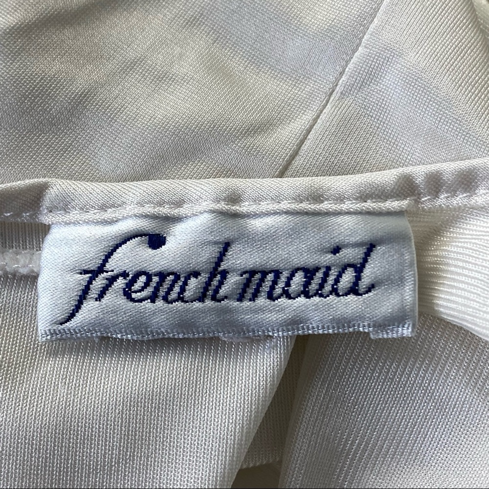 Vintage French Maid Silky Satin Chemise Slip Night Dress in Champagne Cream XXL - Picture 14 of 14